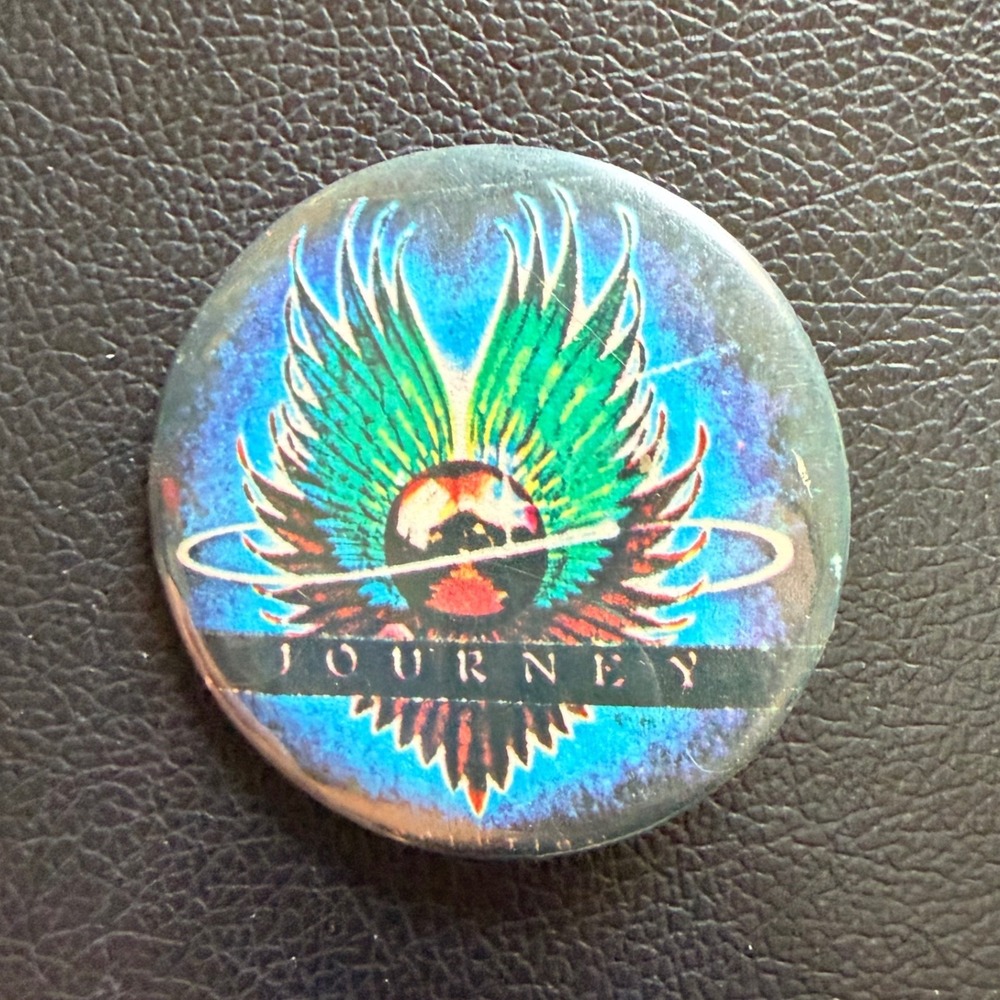 Vintage Journey Band Pin Winged Scarab Logo Rock Music Pinback Button